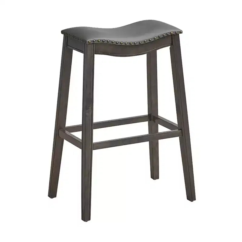 Costway Set of 2 Saddle Bar Stools Bar Height Kitchen Chairs w/ Rubber Wood Legs