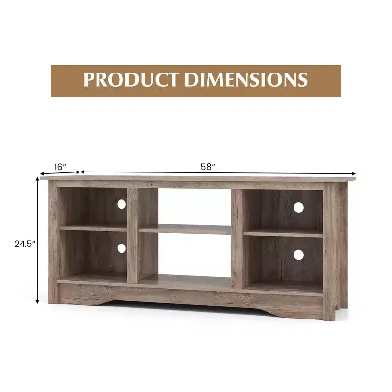 Costway 58 TV Stand Entertainment Center w/ 3-Adjustable Shelves for 65 TV Grey