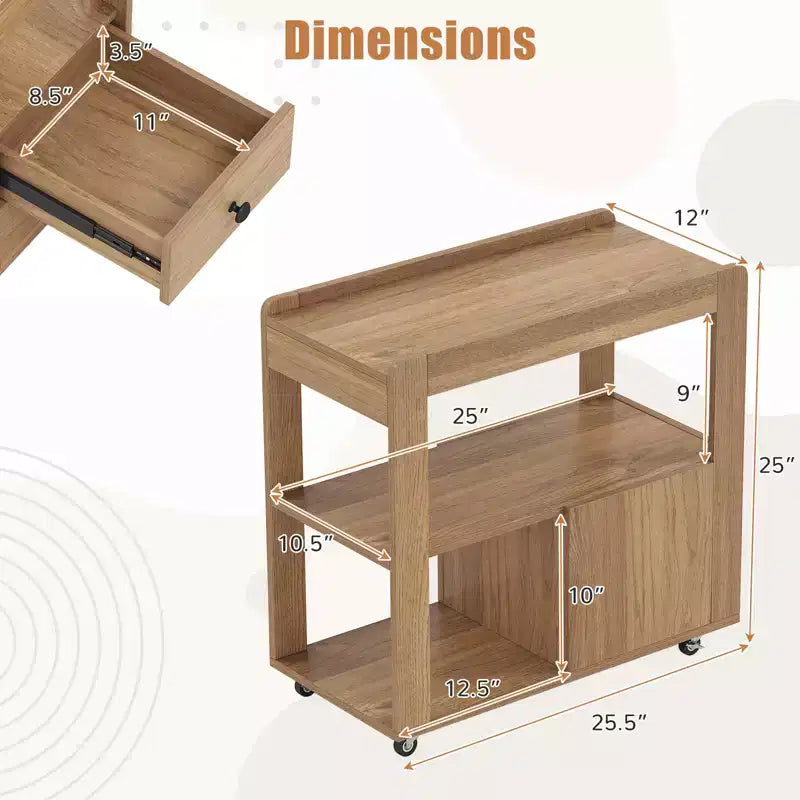 Costway 2 PCS Narrow End Table Modern 2-Drawer Sofa Side Table w/ Open Shelves Nightstand