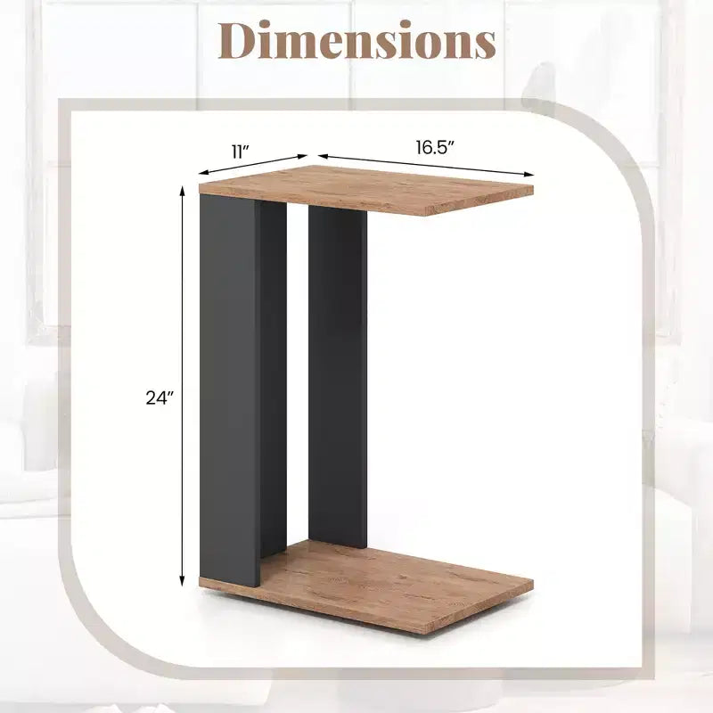 Costway 2PCS 2-Tier C Shaped Side Table w/ Universal Wheels & Shelf for Small Space