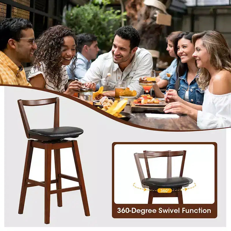 Costway Swivel Bar Height Bar Stool Set of 4 30.5 Upholstered PU Leather Kitchen