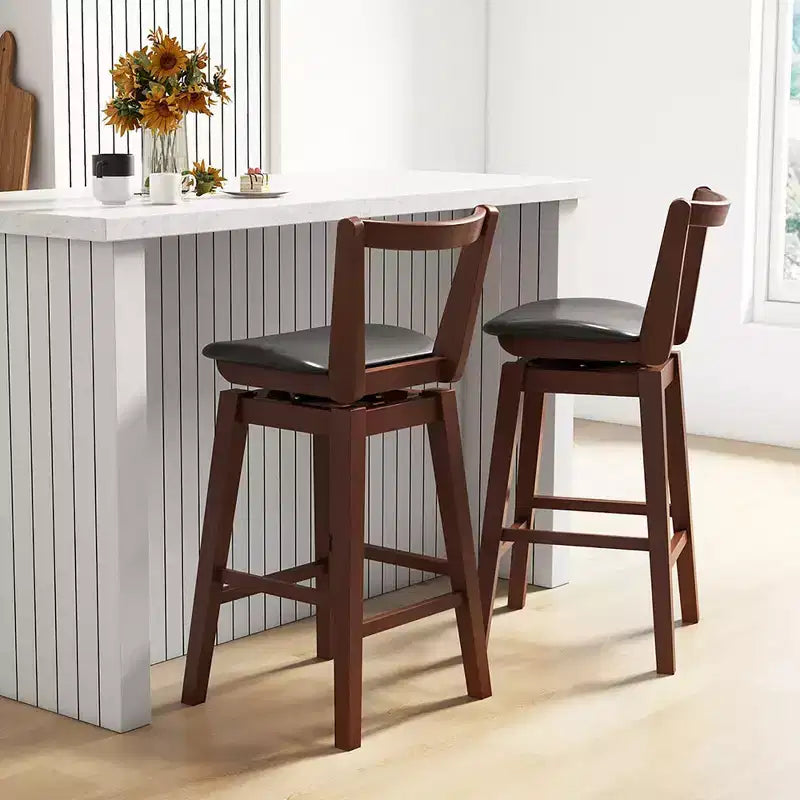Costway Swivel Bar Height Bar Stool Set of 4 30.5 Upholstered PU Leather Kitchen