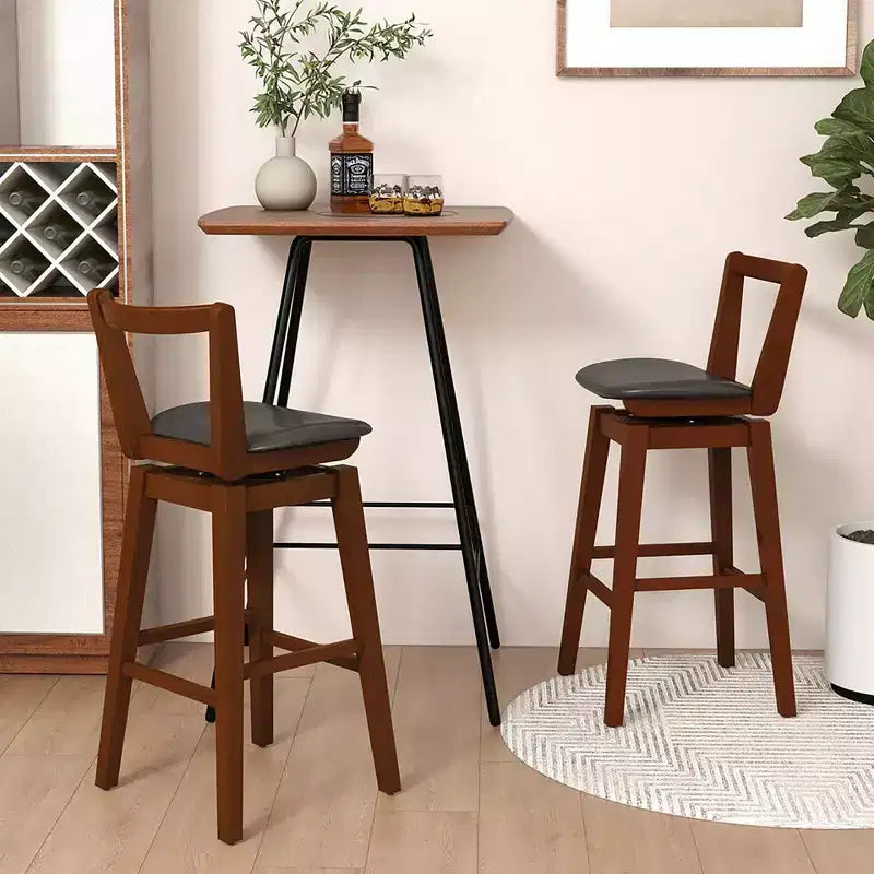 Costway Swivel Bar Height Bar Stool Set of 4 30.5 Upholstered PU Leather Kitchen