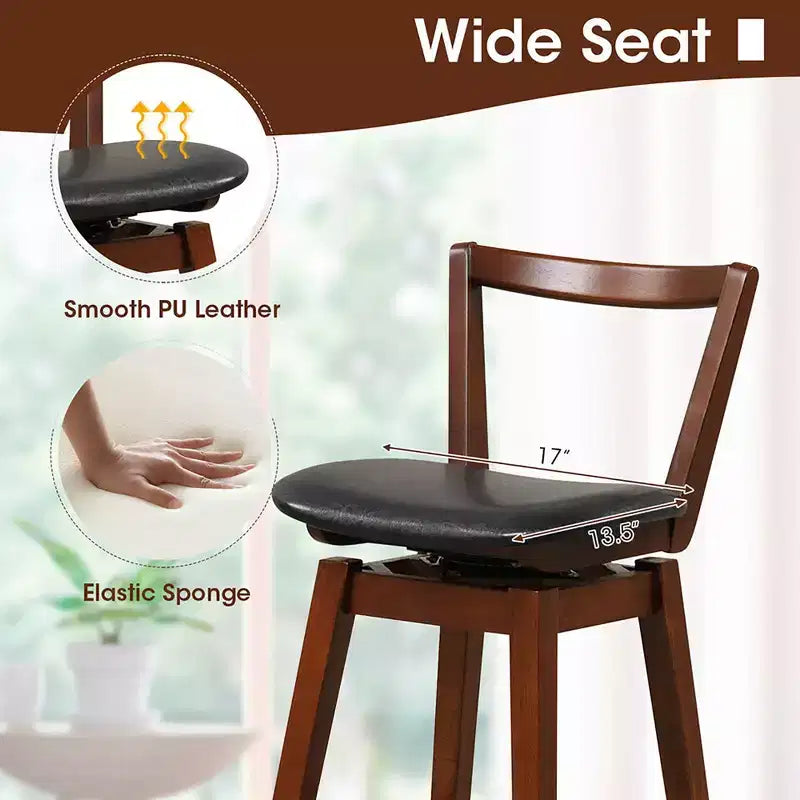 Costway Swivel Bar Height Bar Stool Set of 4 30.5 Upholstered PU Leather Kitchen
