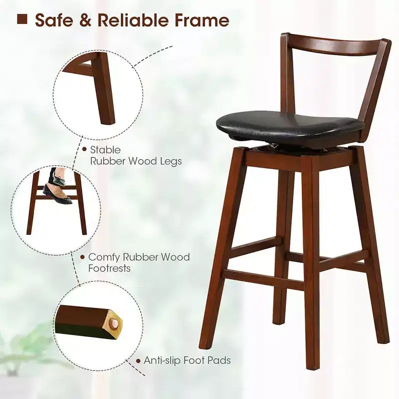 Costway Swivel Bar Height Bar Stool Set of 4 30.5 Upholstered PU Leather Kitchen
