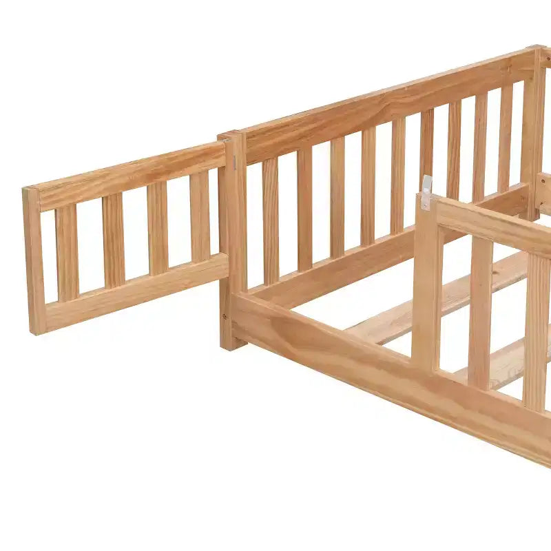 TUYOHW Full Size Toddler Floor Bed with Door for Kids,Modern House Montessori Bed with Fence for Bedroom