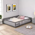 TUYOHW Full Size Toddler Floor Bed with Door for Kids,Modern House Montessori Bed with Fence for Bedroom