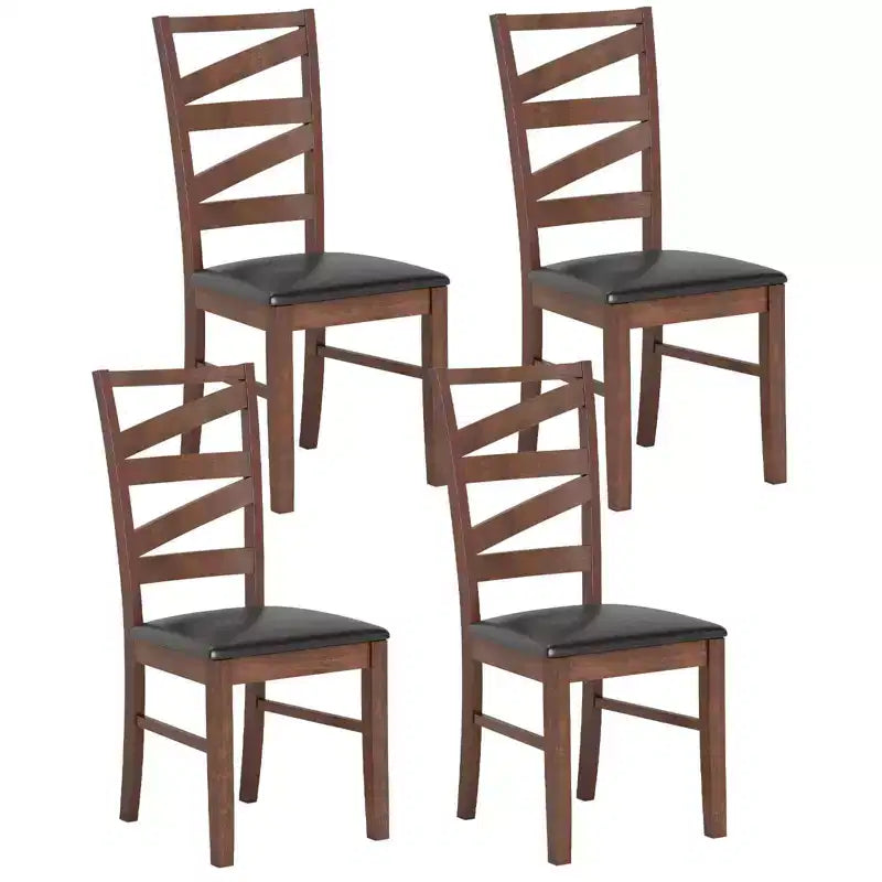 Lot de 2 chaises de salle à manger Costway avec pieds en bois d'hévéa et assise sans accoudoirs en similicuir