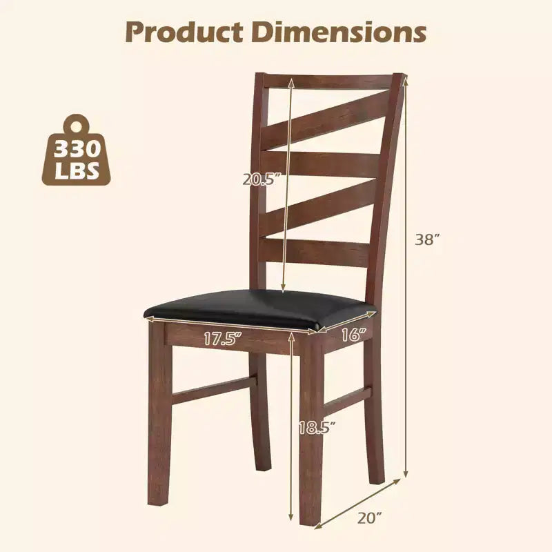 Lot de 2 chaises de salle à manger Costway avec pieds en bois d'hévéa et assise sans accoudoirs en similicuir
