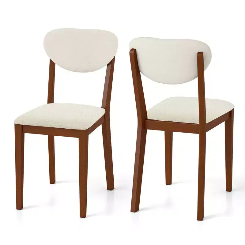 Costway Faux Shearling Dining Chairs Set of 4 w/Rubber Wood Legs Padded Seat & Backrest
