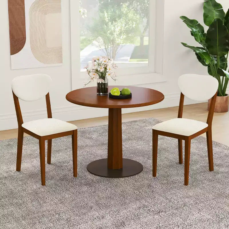 Costway Faux Shearling Dining Chairs Set of 4 w/Rubber Wood Legs Padded Seat & Backrest