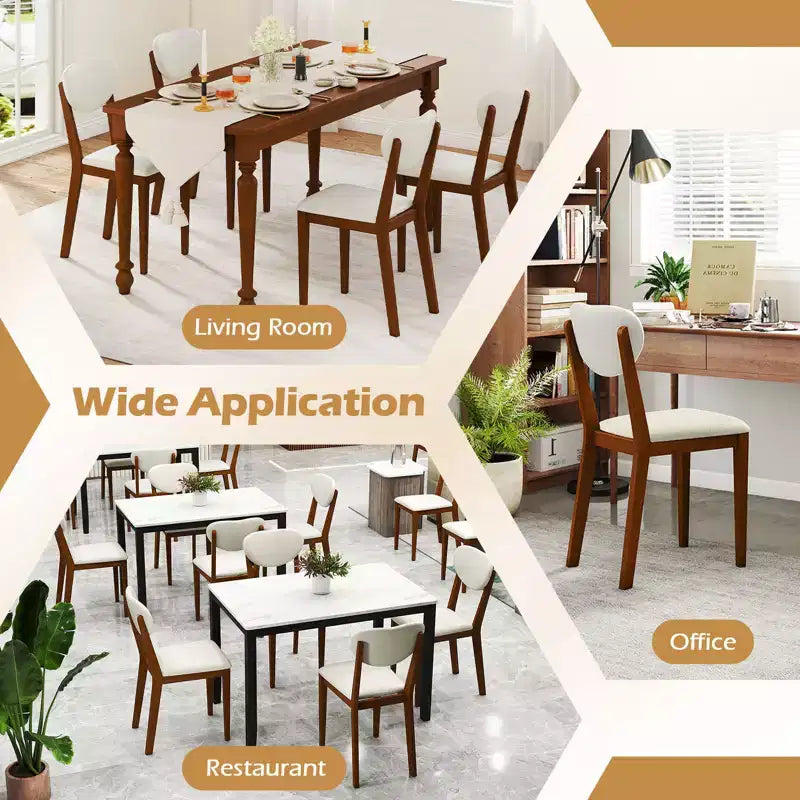 Costway Faux Shearling Dining Chairs Set of 4 w/Rubber Wood Legs Padded Seat & Backrest