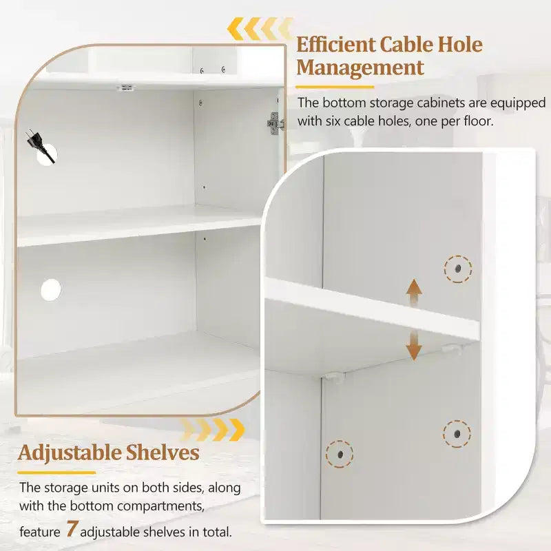Wall Unit Entertainment Center with Bookshelf for 70 TV, Media Console Table with Bridge, TV Stand with Adjustable Shelf