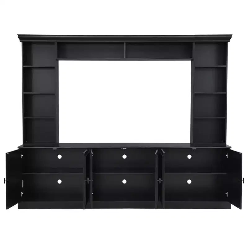 Wall Unit Entertainment Center with Bookshelf for 70 TV, Media Console Table with Bridge, TV Stand with Adjustable Shelf