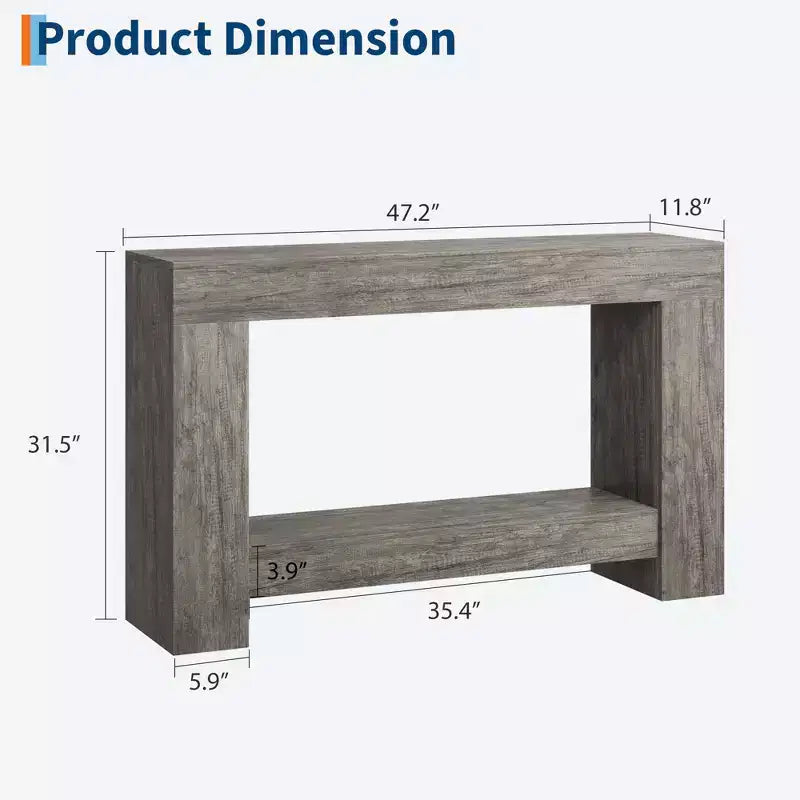 2-Tier Long Console Table Sofa Table, Farmhouse Entryway Accent Table Behind Couch for Entrance, Hallway, Living Room