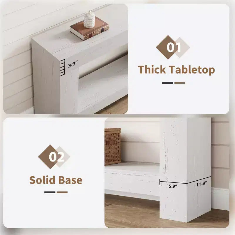 2-Tier Long Console Table Sofa Table, Farmhouse Entryway Accent Table Behind Couch for Entrance, Hallway, Living Room