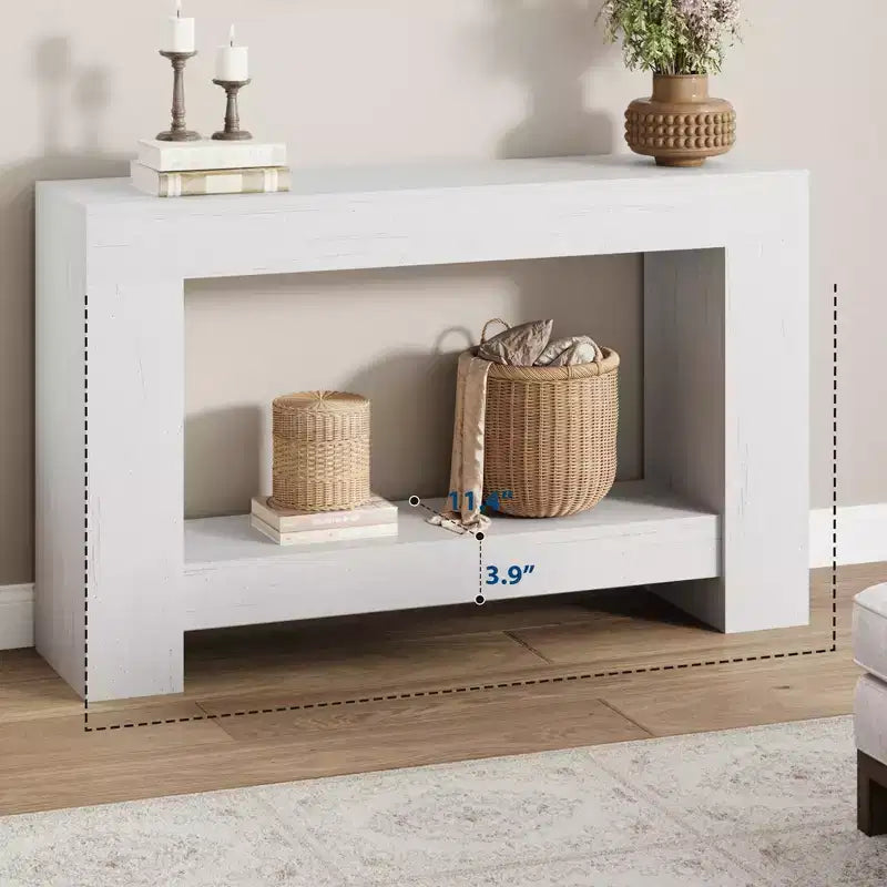 2-Tier Long Console Table Sofa Table, Farmhouse Entryway Accent Table Behind Couch for Entrance, Hallway, Living Room