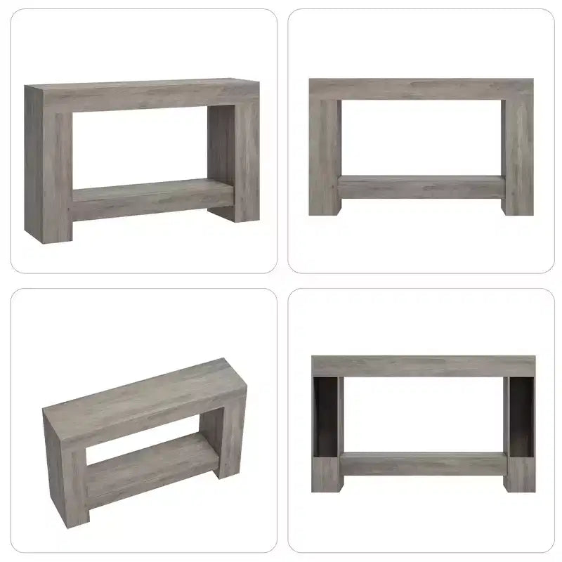 2-Tier Long Console Table Sofa Table, Farmhouse Entryway Accent Table Behind Couch for Entrance, Hallway, Living Room