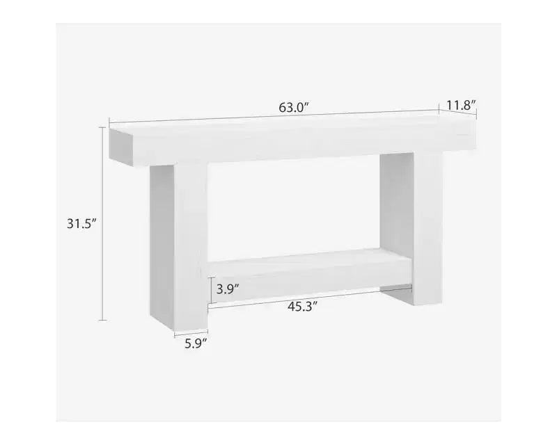 2-Tier Long Console Table Sofa Table, Farmhouse Entryway Accent Table Behind Couch for Entrance, Hallway, Living Room