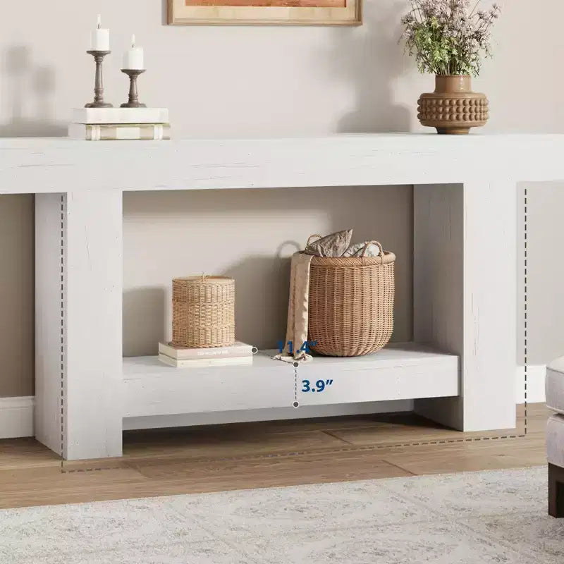 2-Tier Long Console Table Sofa Table, Farmhouse Entryway Accent Table Behind Couch for Entrance, Hallway, Living Room