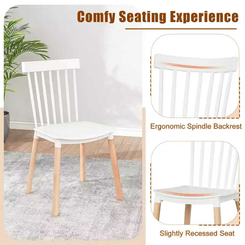 Costway Set of 4 Windsor Dining Chairs Dining Chairs w/ Spindle Backs & Curved Seats