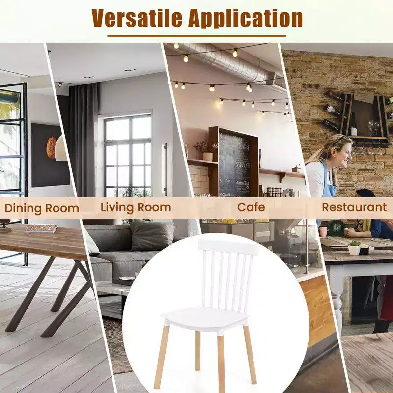 Costway Set of 4 Windsor Dining Chairs Dining Chairs w/ Spindle Backs & Curved Seats
