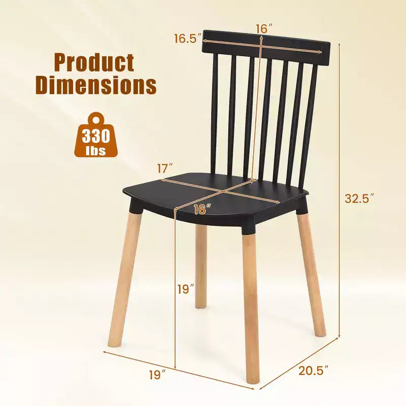 Costway Set of 4 Windsor Dining Chairs Dining Chairs w/ Spindle Backs & Curved Seats