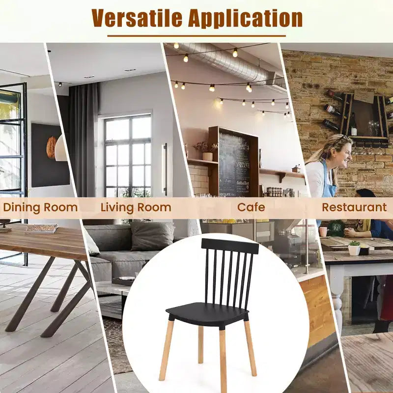 Costway Set of 4 Windsor Dining Chairs Dining Chairs w/ Spindle Backs & Curved Seats