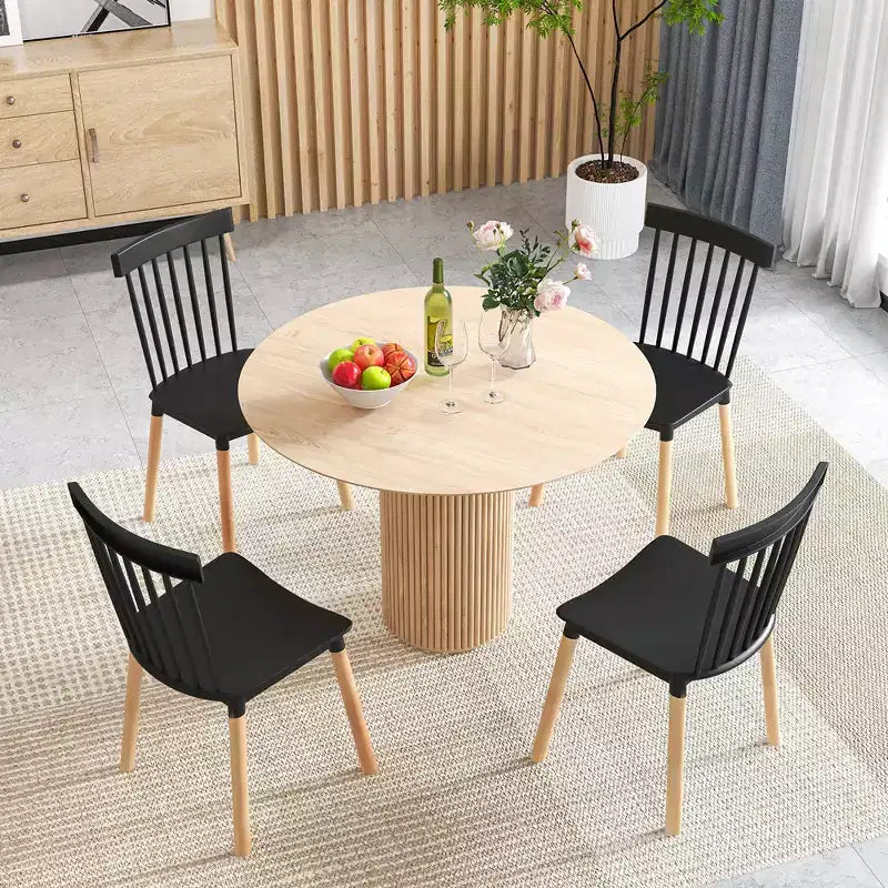 Costway Set of 4 Windsor Dining Chairs Dining Chairs w/ Spindle Backs & Curved Seats