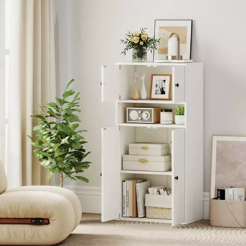 Costway 1/2 PCS 44 Tall Bookshelf w/Doors & Adjustable Shelf for Study Living Room Dining Room