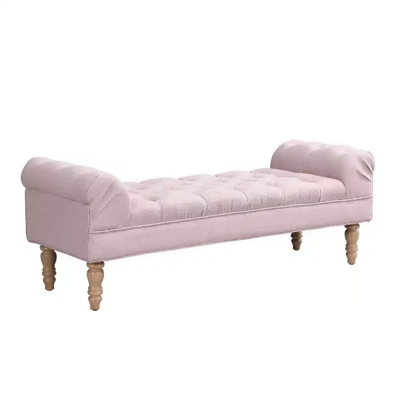 Okak Modern Diamond Button-Tufted Ottoman Bench with Rolled Arms,Upholstered Ottoman Stool for Bedroom,Entryway