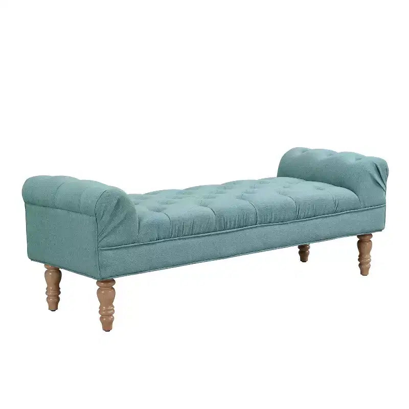 Okak Modern Diamond Button-Tufted Ottoman Bench with Rolled Arms,Upholstered Ottoman Stool for Bedroom,Entryway