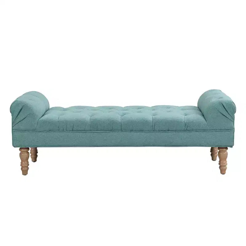 Okak Modern Diamond Button-Tufted Ottoman Bench with Rolled Arms,Upholstered Ottoman Stool for Bedroom,Entryway