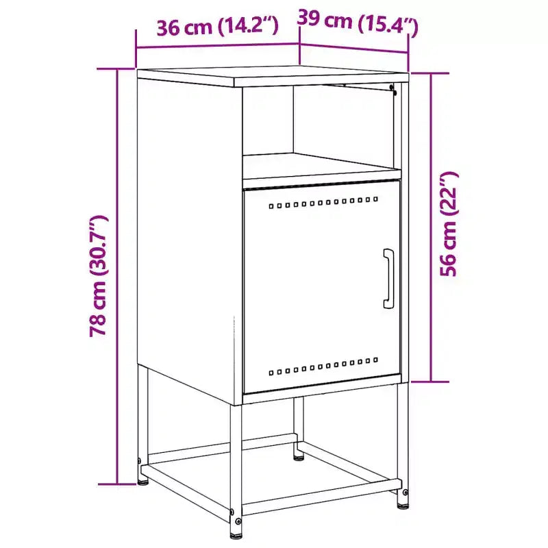 vidaXL Bedside Cabinet Nightstand Side End Table Home Bedroom Furniture Steel