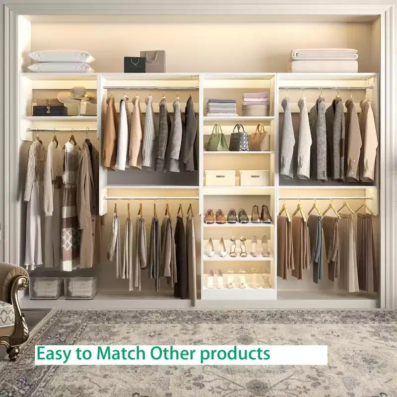 Besiost 95 Closet Organizer with 5 Hanging Rods, Wall Mounted Clothes Hanging Rack for Organization