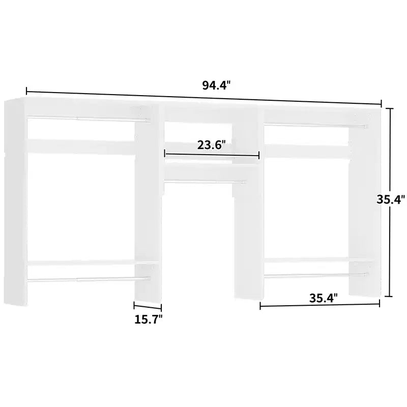 Besiost 95 Closet Organizer with 5 Hanging Rods, Wall Mounted Clothes Hanging Rack for Organization
