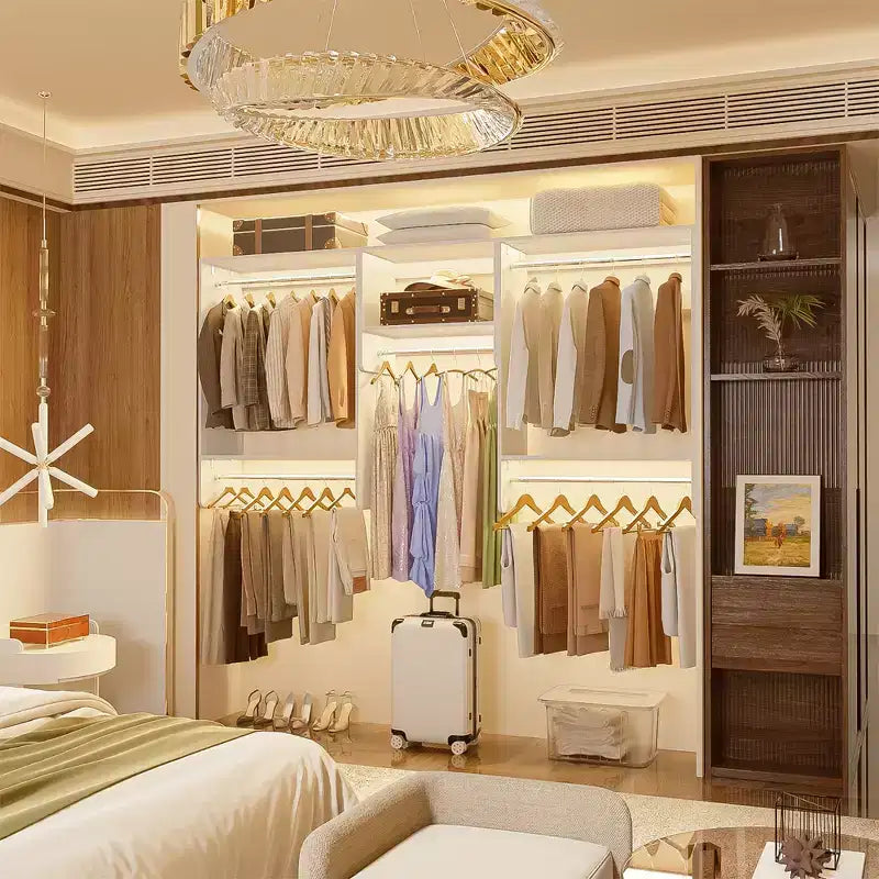 Besiost 95 Closet Organizer with 5 Hanging Rods, Wall Mounted Clothes Hanging Rack for Organization