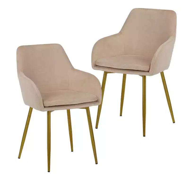 GDFStudio Vesper Modern Velvet Upholstered Dining Chairs with Gold Metal Legs (Set of 2)