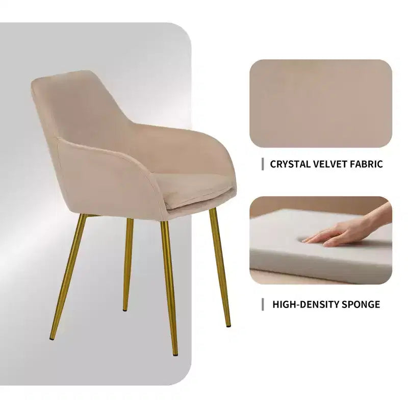 GDFStudio Vesper Modern Velvet Upholstered Dining Chairs with Gold Metal Legs (Set of 2)