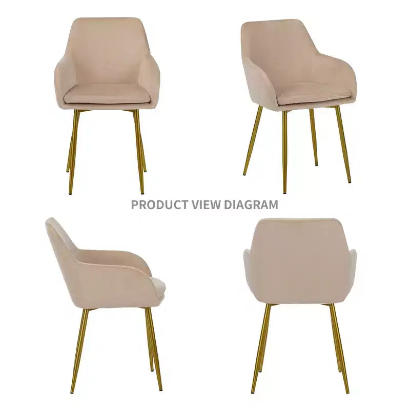 GDFStudio Vesper Modern Velvet Upholstered Dining Chairs with Gold Metal Legs (Set of 2)
