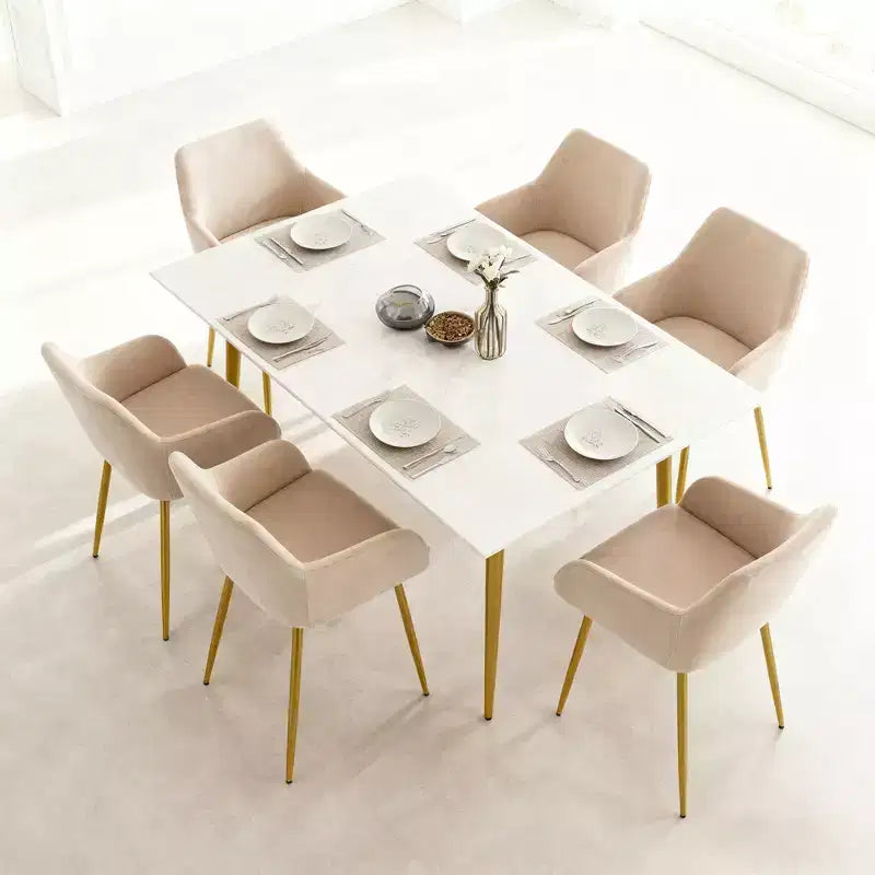 GDFStudio Vesper Modern Velvet Upholstered Dining Chairs with Gold Metal Legs (Set of 2)