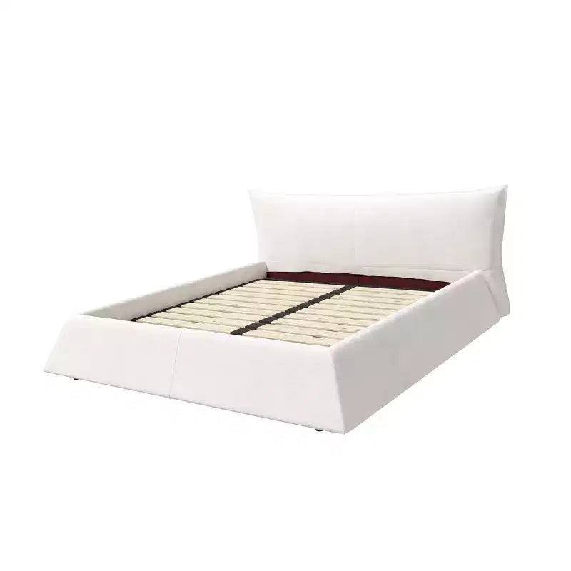 Whisen King Size Upholstered Platform Bed, Metal & Solid Wood Bed Frame with Special Shaped Velvet Headboard