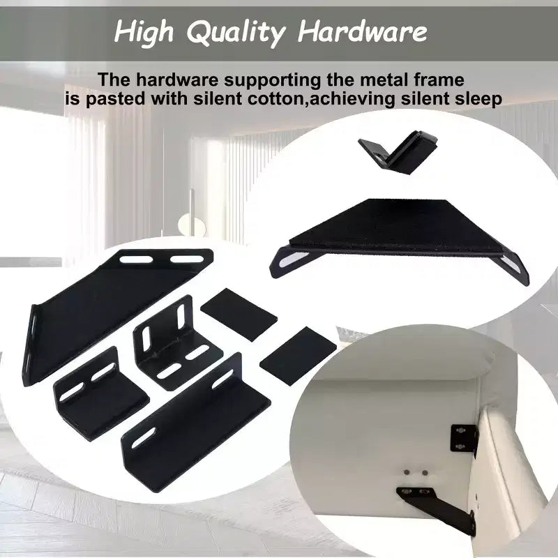 Whisen King Size Upholstered Platform Bed, Metal & Solid Wood Bed Frame with Special Shaped Velvet Headboard