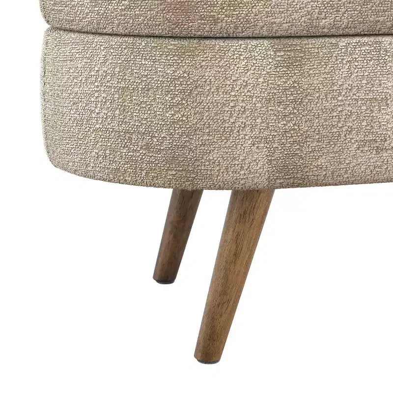 TUYOHW 43.5 Oval Fabric Storage Ottoman Bench,Upholstered Storage Bench with Rubber Wood Legs,Footrest Ottoman for Living Room,Bedroom,Entryway