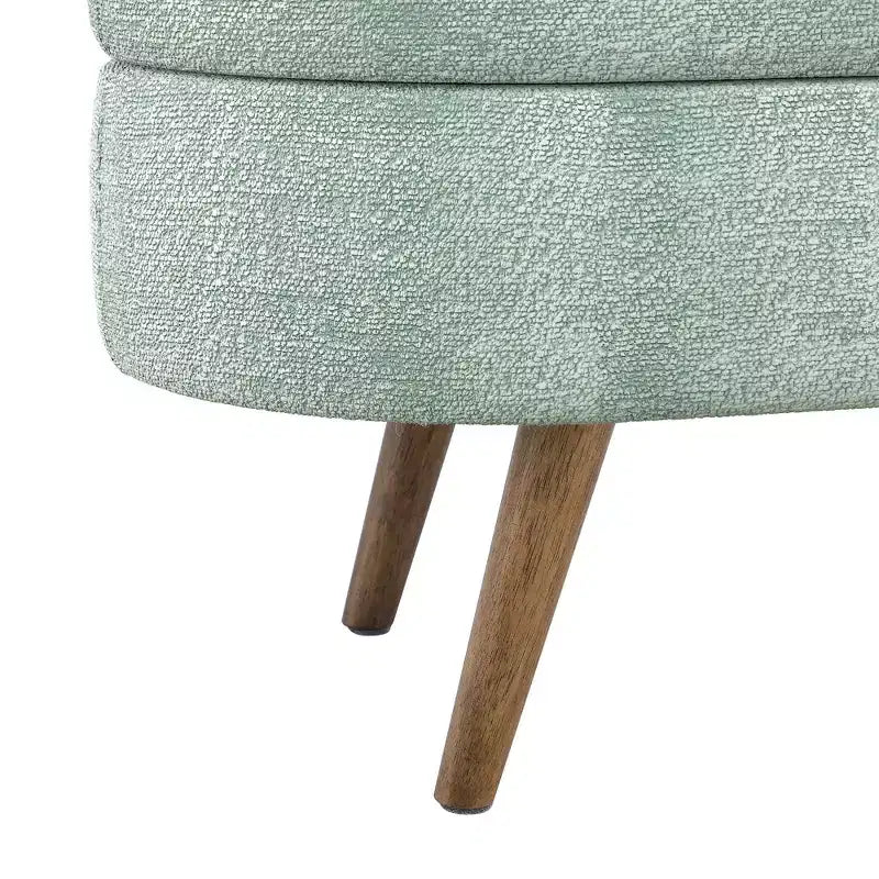 TUYOHW 43.5 Oval Fabric Storage Ottoman Bench,Upholstered Storage Bench with Rubber Wood Legs,Footrest Ottoman for Living Room,Bedroom,Entryway