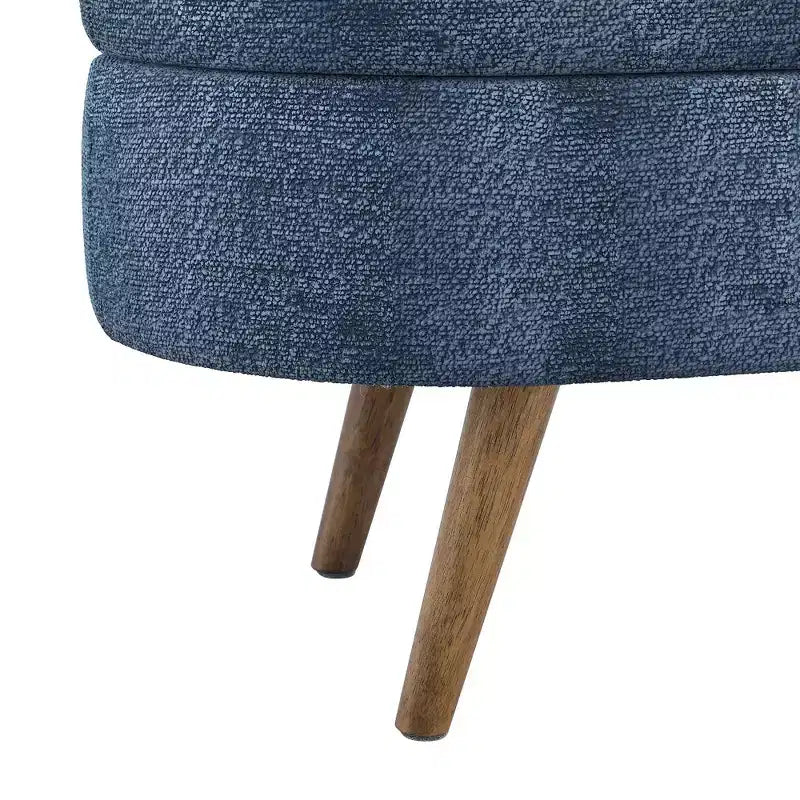 TUYOHW 43.5 Oval Fabric Storage Ottoman Bench,Upholstered Storage Bench with Rubber Wood Legs,Footrest Ottoman for Living Room,Bedroom,Entryway