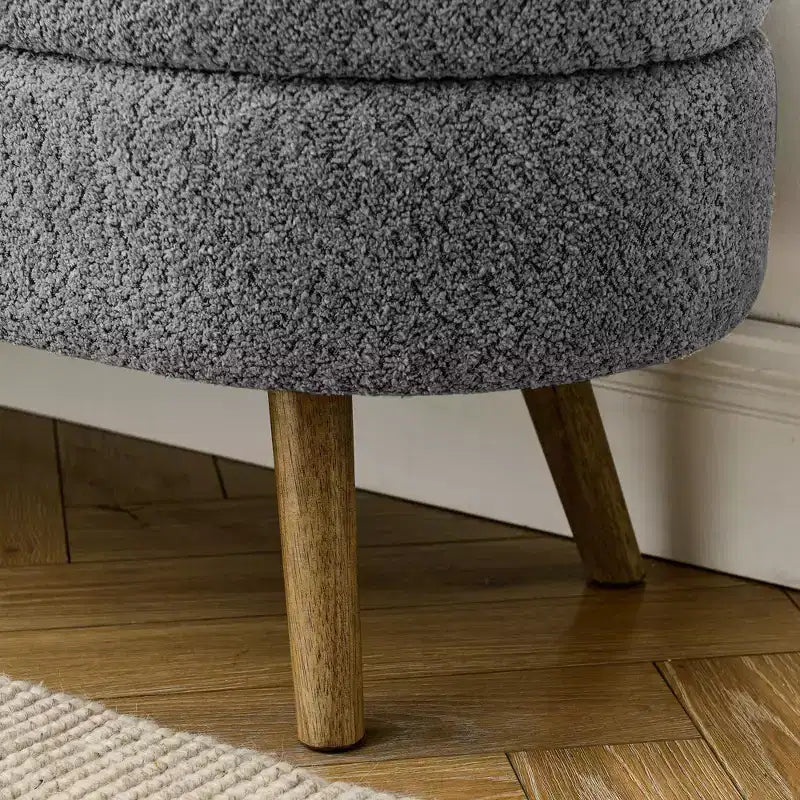 TUYOHW 43.5 Oval Fabric Storage Ottoman Bench,Upholstered Storage Bench with Rubber Wood Legs,Footrest Ottoman for Living Room,Bedroom,Entryway