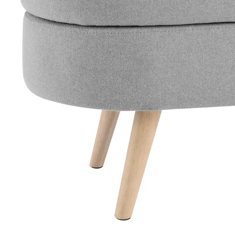 TUYOHW 43.5 Oval Fabric Storage Ottoman Bench,Upholstered Storage Bench with Rubber Wood Legs,Footrest Ottoman for Living Room,Bedroom,Entryway