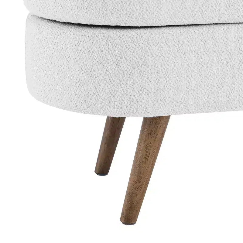 TUYOHW 43.5 Oval Fabric Storage Ottoman Bench,Upholstered Storage Bench with Rubber Wood Legs,Footrest Ottoman for Living Room,Bedroom,Entryway