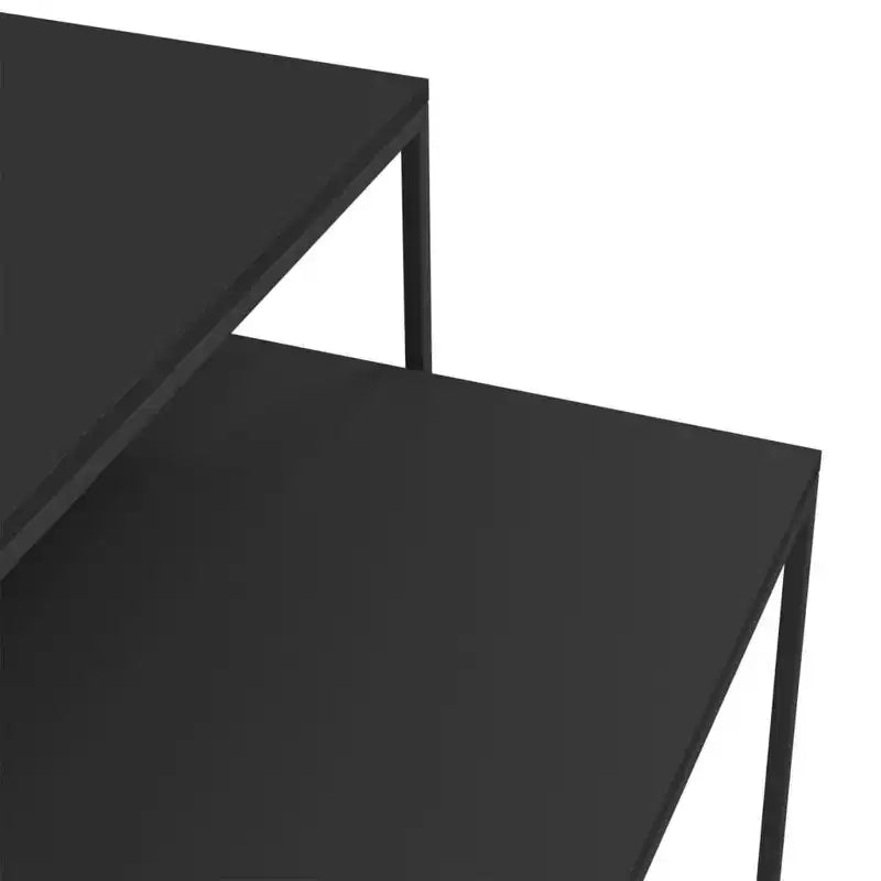 vidaXL Coffee Table Set Set of 2 Black and brown Engineered wood and iron